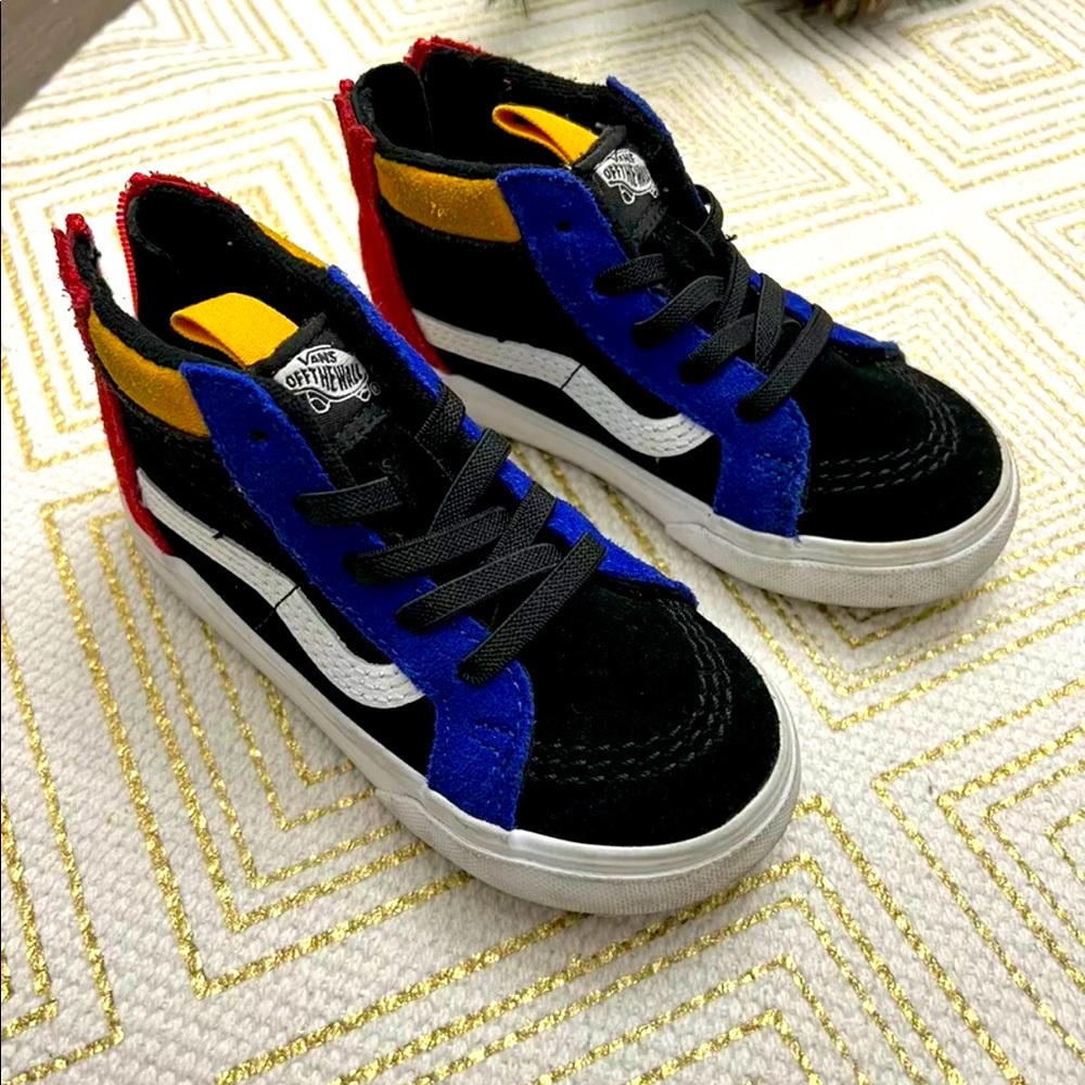 Vans Off The Wall Toddler's High Top Skate Shoe Kids Size 8c Zipper Black Colors